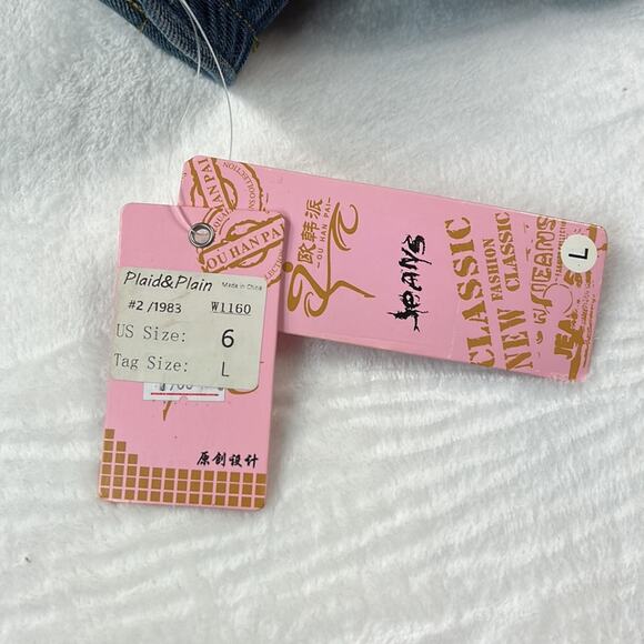 Plaid and Plain cuffed denim jean shorts, NWT size 6 - Picture 8 of 9